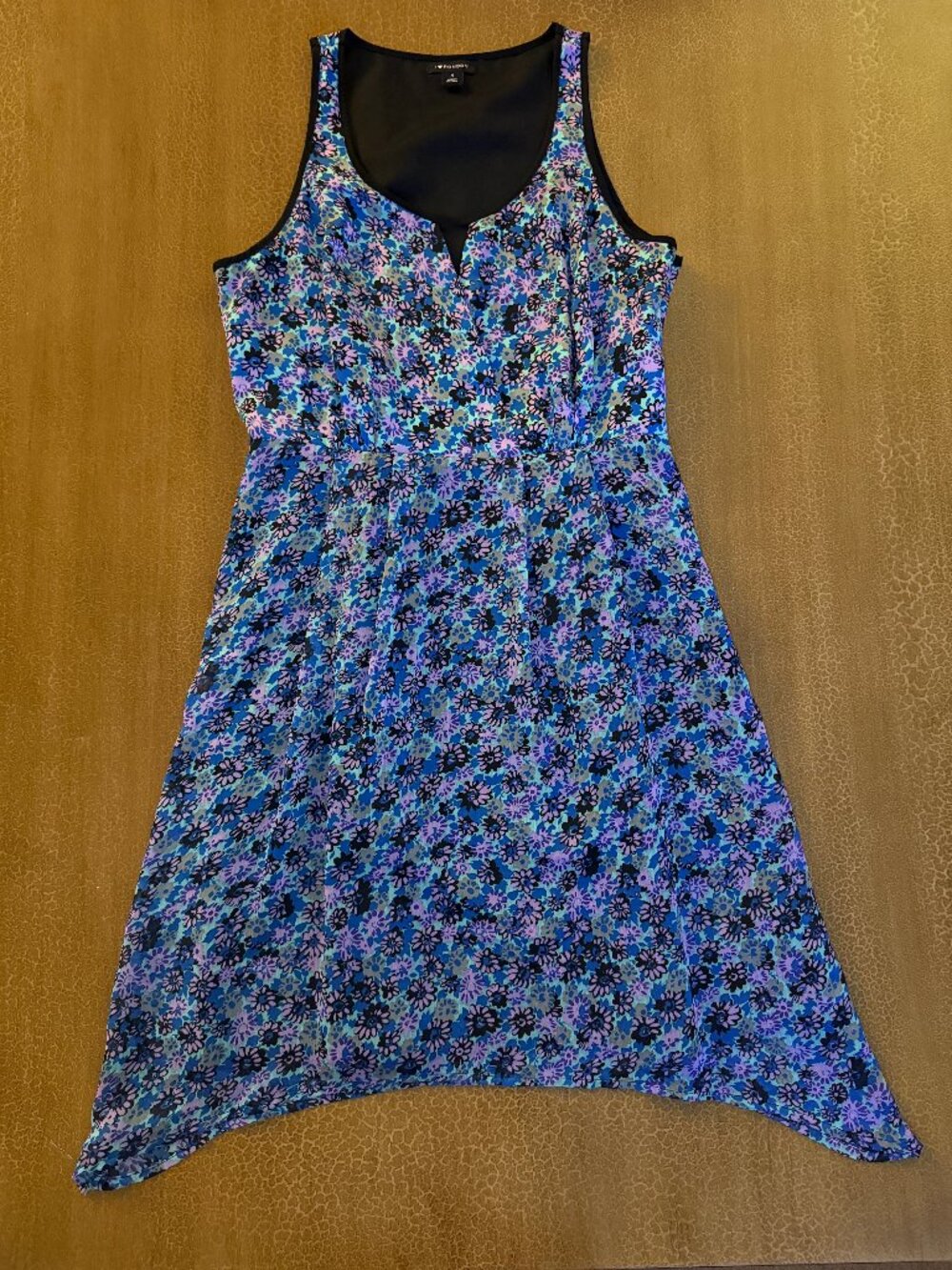 Sleeveless Blue & Purple Floral Scoop Neck Dress - I Heart Ronson Size 4